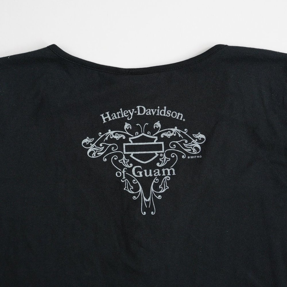 Harley-Davidson Motocycles Floral Biker Notch Nech Short Sleeve Top Women Size L - Picture 9 of 12